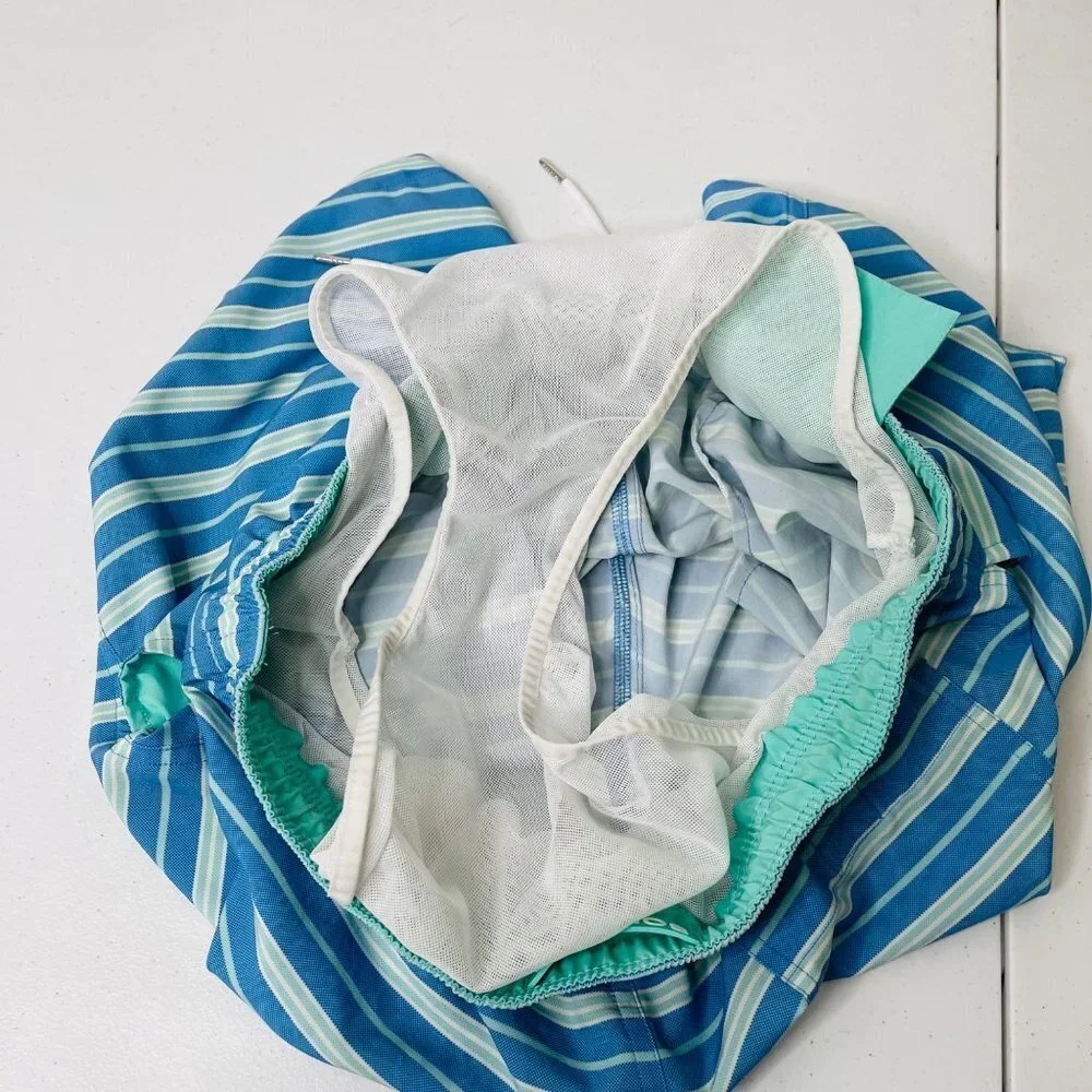 Bonobos Striped Recycled Swim Trunks Mens M 9 Inch Inseam‎ UPF 50+ Drawstring